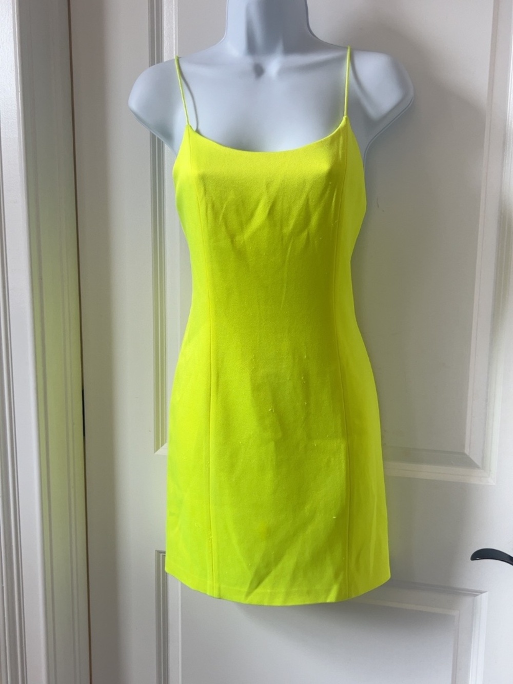 Alice + Olivia Neon Yellow Spaghetti Strap Mini Dress Size 4